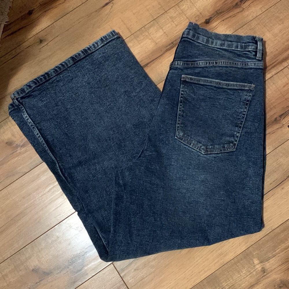 Ardene Wide Leg High Rise Dark Blue Relaxed Jeans